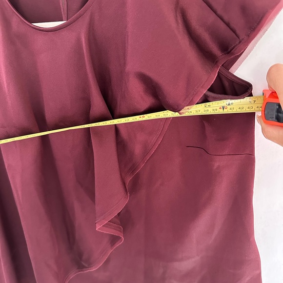 Brooks Brothers large 100% silk blouse top burgundy red ruffle holiday party 8 - Picture 5 of 8